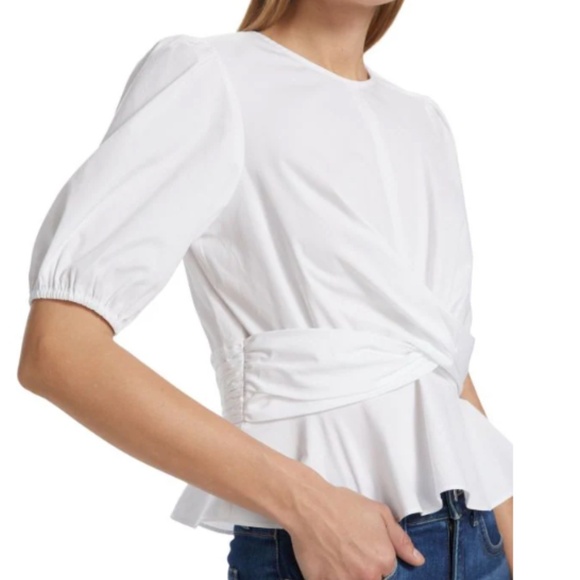 new VERONICA BEARD women's cotton White  Arvilla Crisscross Top Sz 6 - Picture 1 of 16